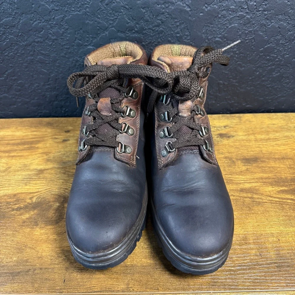 Timberland‎ 12343 Dark Brown Leather Hiking Work Boots Mens 8.5M